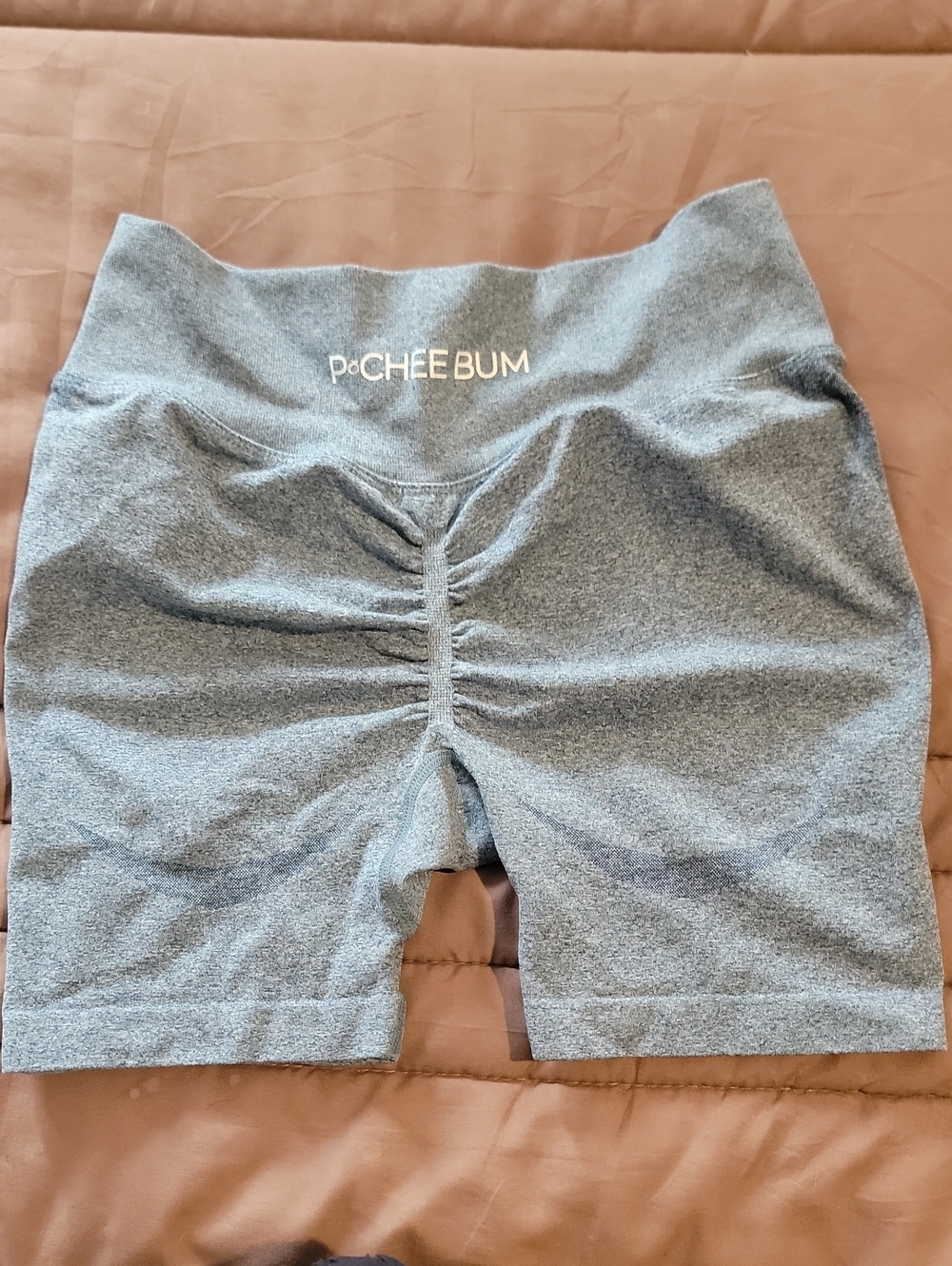 PChee Bum High-Waist Scrunch Bike Shorts - Gray